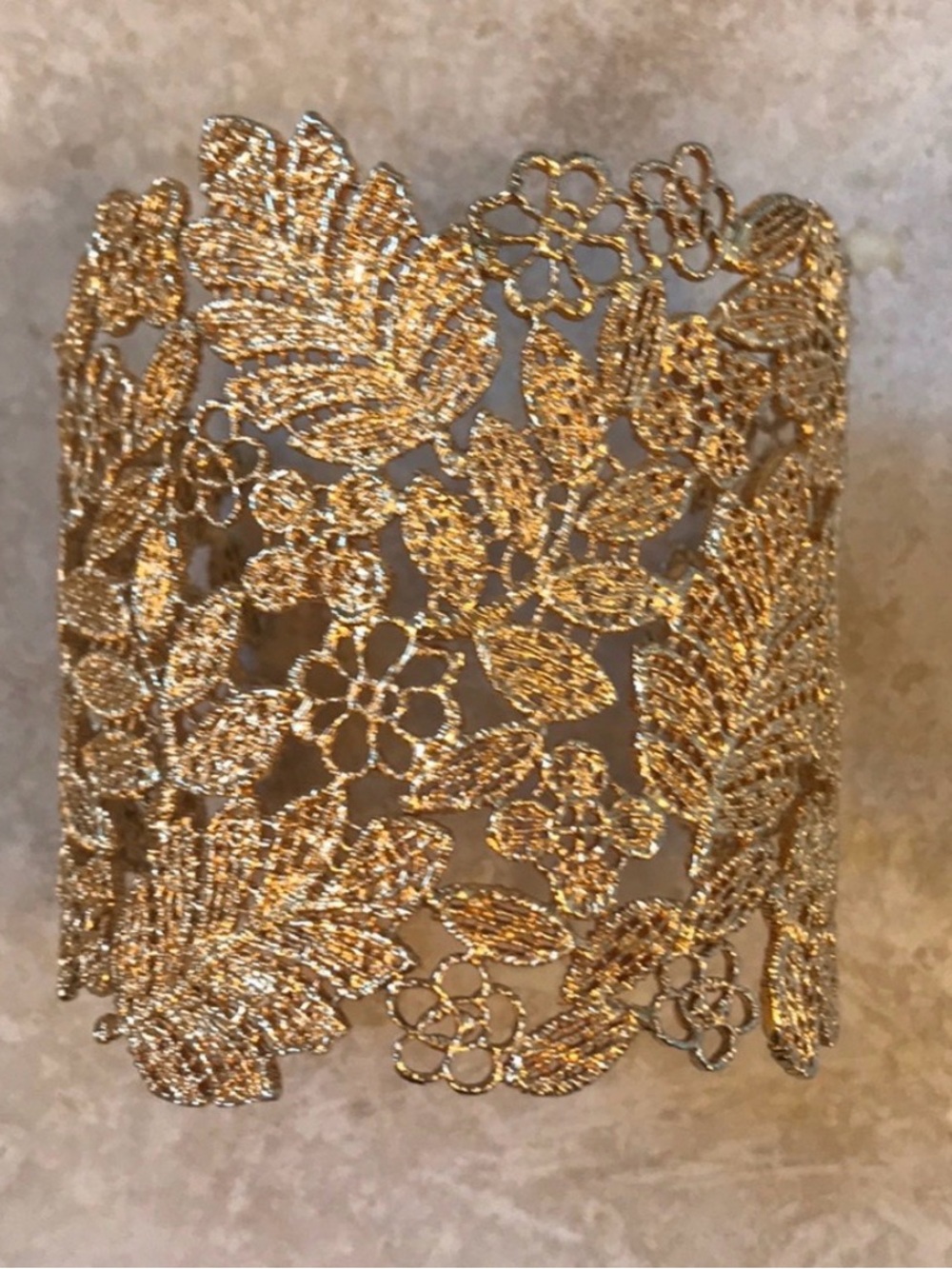 Stella & Dot Gold Floral Lace Cuff Bracelet - Picture 2 of 7
